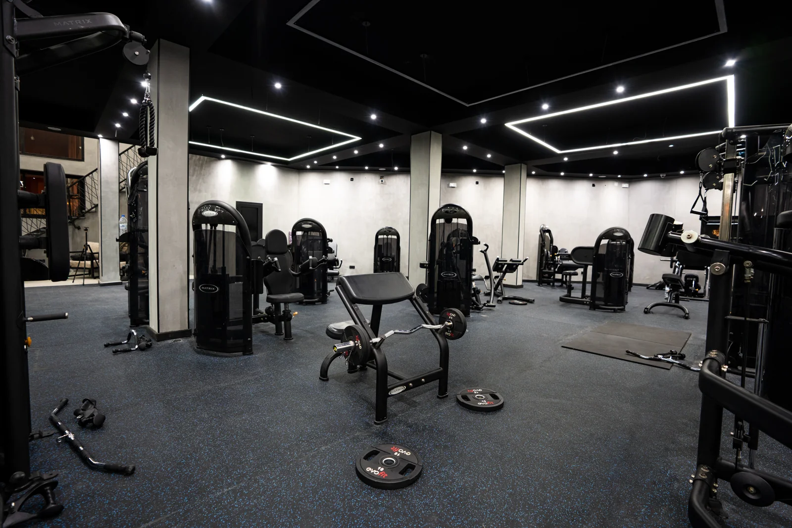 Strength machines across the gym floor